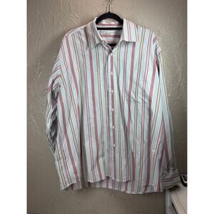 Alan Flusser Shirt Mens Casual Pocket Button Up Colorful Striped Long Sleeve‎ XL